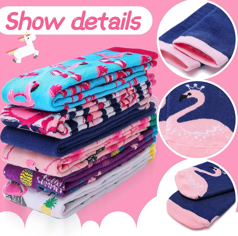 ANTSANG Kids Girls Knee High Socks Long Boot Crazy Silly Fun Gift Cute Tall Animal Socks for Child 6 Pairs - Image 4